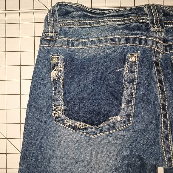 Miss Me Vintage Y2K Blue Stretch Denim Rhinestone Detailed Bootcut Jeans 27 - Picture 8 of 13